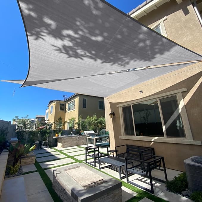 SUNLAX Sun Shade Sail 12' x 20' x 23.3' Silver Rectangle Canopy Sail Shade Cover UV Block Permeable Sunshade Outdoor for Patio Backyard Deck Pergola (We Make Custom Size)