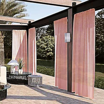 SpaceDresser Waterproof Outdoor Sheer Curtains for Patio - 2 Panels Rod Pocket Indoor Voile Sheer Curtain for Living Room,52W x 84L inch, Blush