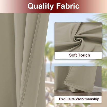 HolidayIdeas Grommet Outdoor Curtains for Patio Waterproof 8 Pcs All Weather Balcony Outside Curtains for Apartments, Gazebo, Pergolas, Porch, 54x84 Inch, Taupe