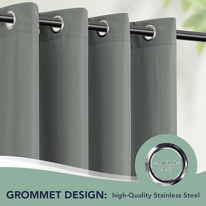 Outdoor Curtains for Patio Waterproof - 6 Panels Privacy Weatherproof Outside Curtains with Grommets for Pergola, Gazebo, Porch, Cabana, Balcony, 54 x 108 Inch, Grey
