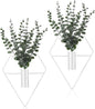 Jexine 8 Pcs Hanging Planters with Artificial Eucalyptus Metal Hanging Vase Indoor Plants Holder Modern Geometric Boho Bathroom Wall Decor for Living Room Home Office (Eucalyptus,White)