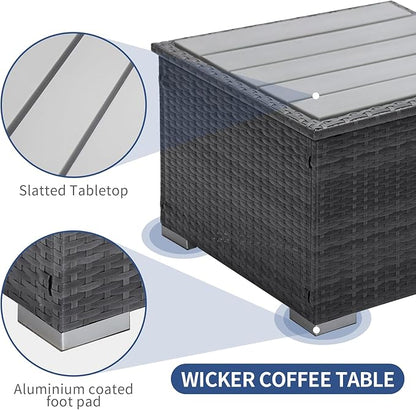 NICESOUL 11 Piece Modern Outdoor Furniture Sofa Set, Extra Large Size Wicker Patio Modular Sectionals, 29.3'' High Back All-Weather Conversations, Deep Wide Seats Sofa Couches for Backyard Deck, Grey
