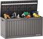 EAST OAK 60 Gallon Deck Box, Outdoor Storage Box with Padlock for Patio Furniture, Patio Cushions, Gardening Tools, Pool Supplies, Waterproof and UV Resistant Resin, Grey