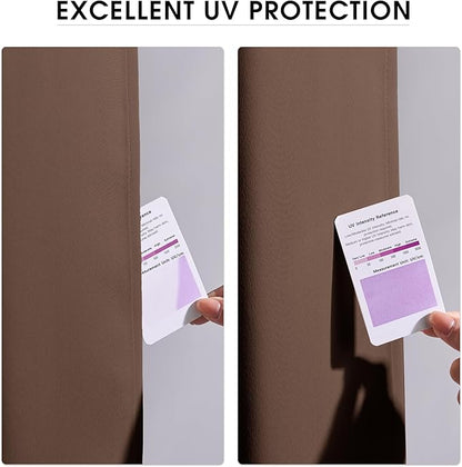 NICETOWN Fade Resistant Outdoor Curtains for Patio, Grade 4 Color Fastness Fade-Proof Waterproof Curtains for Gazebo UV Protection, 2 Panels Thermal Longlasting Blackout Shades, W52 x L84, Tan