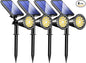KEV 800 Lumens Solar Spot Lights Outdoor,4 Pack 18 LEDs Solar Flood Lights with 2 Modes &Adjustable &IPX65 Waterproof,Solar Spotlight for Driveway/Backyard/Patio Landscape/Tree/Garage(Warm White)