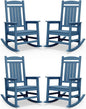 SERWALL Rocking Chairs Set of 4, HDPE Outdoor Rocking Chair, All-Weather Porch Rockers for Patio, Blue