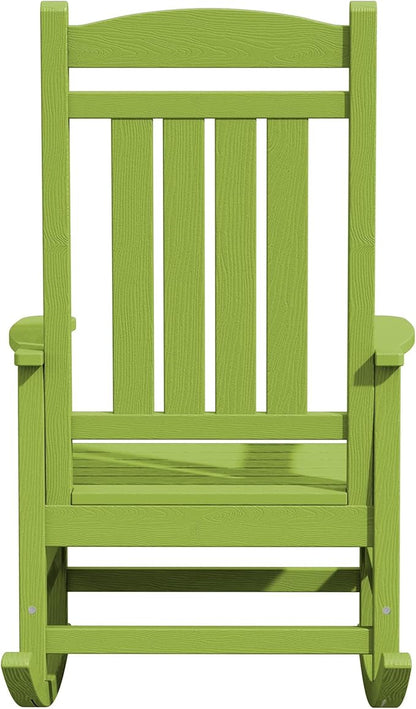 KINGYES Outdoor Rocking Chair Set of 2, High Density Polyethylene Patio Rocking Chairs with 330lbs Support for Adults, Pistachio Green