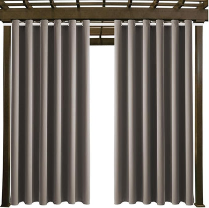 Waterproof Outdoor Curtain W84 x L120 - Grommet Top Sunlight Blocking Window Treatment Drapes Blackout Curtains for Home Bedroom Living Room Patio Pergola Cabana Gazebo (Taupe, 2 Panels)