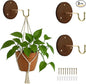 Ilyapa 3 Pack Metal Wall Plant Hangers - 5 Inch Plant Hanger for Indoor - Rustic Brass Finish Hooks for Hanging Plants, Baskets, and Macrame - Indoor Hangers for Plants, Lanterns or Wind Chimes