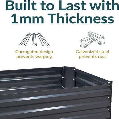 Sunnydaze 11.75" H Raised Metal Garden Bed - Galvanized Raised Garden Bed Outdoor for Vegetables and Flowers - Dark Gray - 4' x 2' Rectangle
