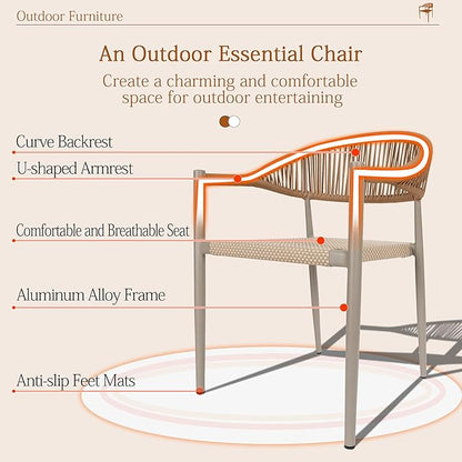 TWT Patio Dining Chairs Outdoor Stackable Dining Chairs for All Weather, Breathable Textilene Garden Outdoor Furniture for Backyard Deck (Brown, Set of 4)