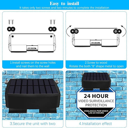 (Set of 2) Solar Power Deck LED Light Clip-On Yard Security Sign Spotlight (Large Capacity Battery, Max14 Hours Working)