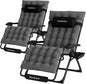 UDPATIO Oversized Zero Gravity Chair Set of 2, 33In XXL Patio Reclining Chair with Cushion, Outdoor Folding Recliner with Pillows|Cup Holder|Foot Rest|Padded Headrest, Dark Grey, Support 502LB