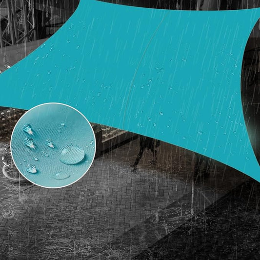 SUNNY GUARD Waterproof Sun Shade Sail 8' x 14' Turquoise Blue Rectangle UV Block Sunshade for Backyard Yard Deck Patio Garden Outdoor Activities and Facility(Customized)