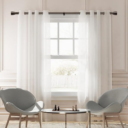 2 PACK 1” Diameter brown curtain rod Itself is 30 to 90 inch. 1 Pack Fits 30-84 inch Windows with Heavy Duty Adjustable brown curtain rods Splicing Metal Extra Long Curtain Rod