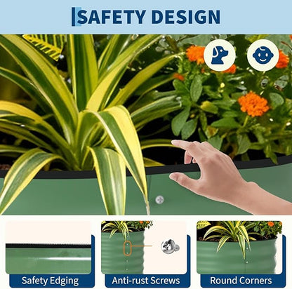 Garvee 6 Pack Galvanized Raised Garden Bed, 8x2x1.5 ft Metal Planter Box for Flowers Vegetables, Rust-Resistant Raised Garden Beds for Gardening, Easy Assembly Outdoor Garden Box & Planters, Green