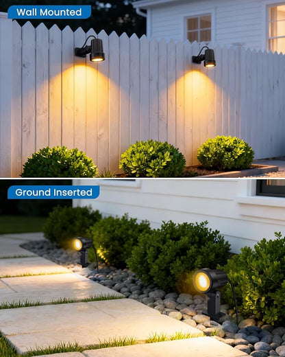 ZZXX 3W Low Voltage Landscape Lighting with Connectors LED Landscape Spotlights Waterproof Low Voltage Landscape Lights 2700K Warm White Spot Lights Outdoor for Tree Garden Yard Pathway, 4 Pack