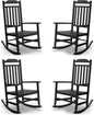 Patio Rocking Chair Outdoor Set of 4,Weather Resistant Poly Resin Oversized Porch Rocker,High Back Smooth Design,350lb Weight Capacity,Indoor Outdoor Use(4, Black)