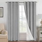 H.VERSAILTEX Linen Blackout Curtains 96 Inches Long, 100% Absolutely Blackout Thermal Insulated Textured Linen Look Curtain Draperies for Living Room with White Liner, 2 Panels, Dove Gray