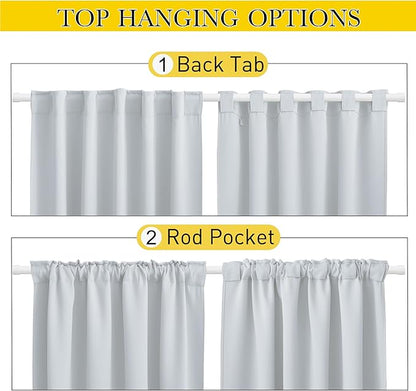 NICETOWN Blackout Outdoor Curtains for Patio Windproof 2 Panels Top & Bottom Pocket & Back Tab, Thermal Fixed Waterproof Safe Drapes Keep Privacy for Yard/Porch, Greyish White, W52 x L108