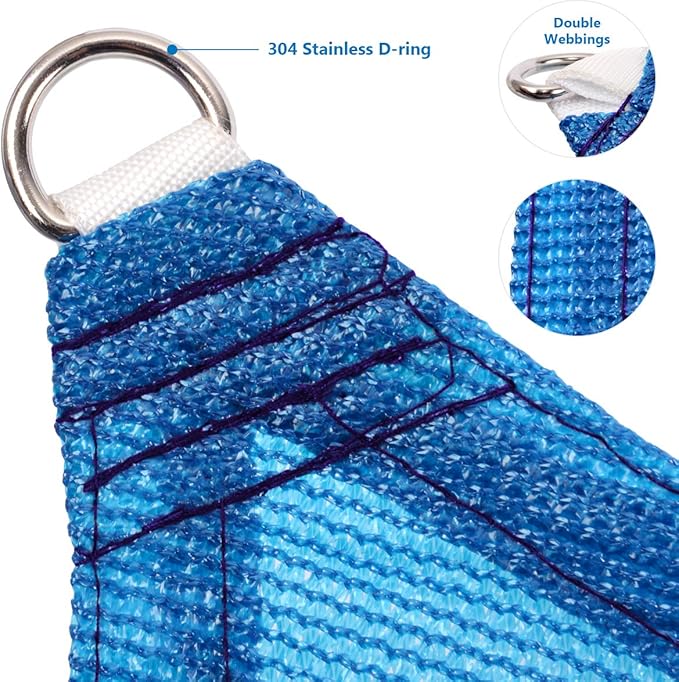 Eden's Decor Straight Flat-Edged Sun Shade Sail Rectangular 10' x 13' Blue UV-Blocking Outdoor Canopy Fabric Cloth Awning for Pergola Patio Garden Backyard Custom Size