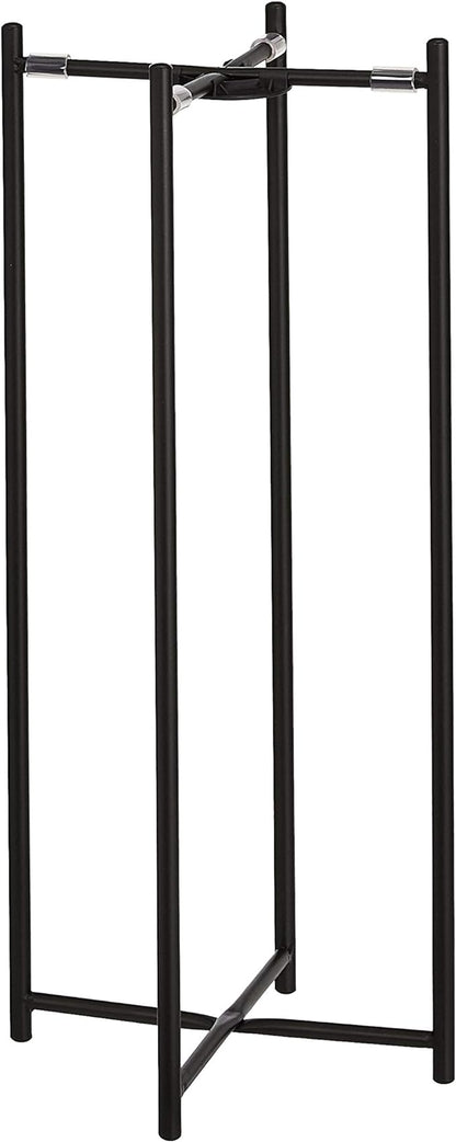 Amazon Basics Two-Tier Indoor Outdoor Metal Round Plant Stand for Multiple Plants, Rustproof Flower Holder with Plant Shelf, Black