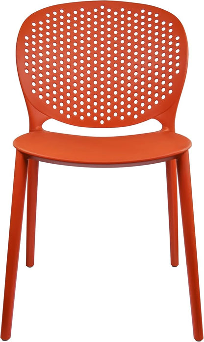2xhome Set of 2 Patio Dining Chairs | Modern Stackable Outdoor Pool Side Chair | Weather Resistant Plastic for Yard, Porch, Balcony, Kitchen, Orange