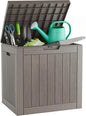 Outdoor Storage Box, Resin Deck Boxes Indoor and outdoor, Waterproof Storage Box Lockable Lid (Grey,35 Gallon)