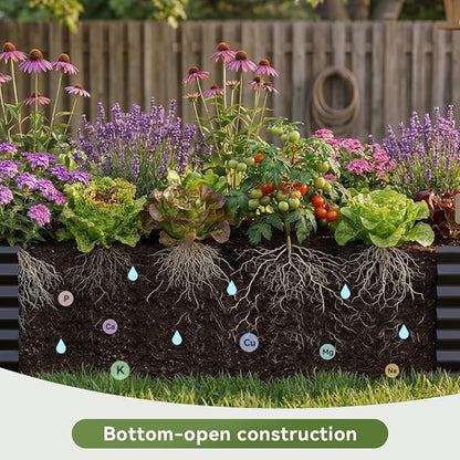 COMHOMA Galvanized Raised Garden Bed,Large Metal Planter Box for Outdoor Vegetables,Corrugated Steel Herbed Plants Container,Extra Deep Gardeners Kits with Open Bottom (1, 8x4x2FT)