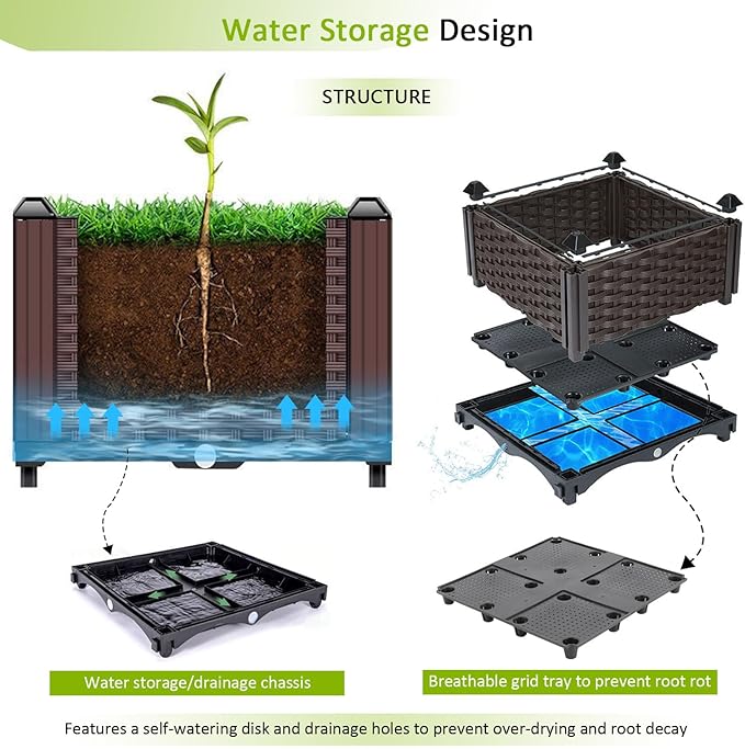 Raised Garden Bed with Legs Planters for Outdoor Plants pots Elevated Garden Boxes Garden Patio Balcony Deck to Planting Flowers Vegetables Tomato and Herbs