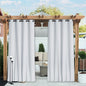 NICETOWN 2 Panels Outdoor Curtains with Grommet & Back Tab on top and Bottom for Patio Waterproof, Windproof Privacy Sound & Light Reducing for Cabana with Fixed Rope, W52 x L72, Greyish White