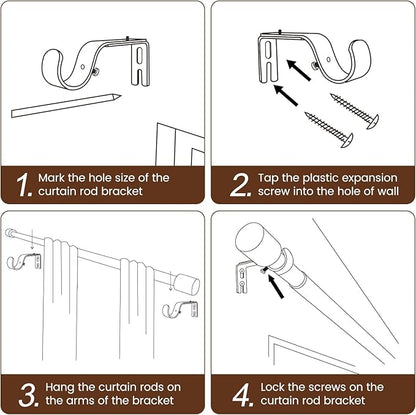 1” Diameter Curtain Rods Itself is 30 to 45 inch 1 Pack Fit 30-39 inch Window with Heavy Duty Adjustable Rod Matte Black Splicing Metal Extra Long Curtain Rod for Windows