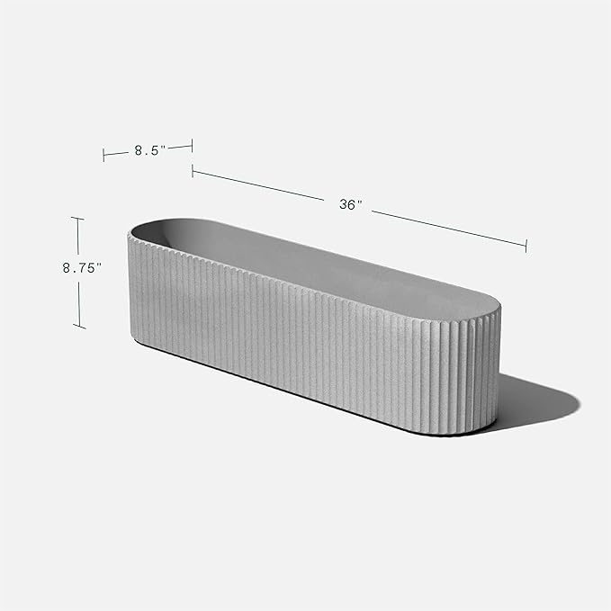 Veradek Demi Series Window Box Planter - Long Planter Box for Windowsill/Balcony | Durable Plastic-Stone Composite Material | Modern Décor for Flowers/Herbs
