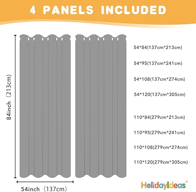 HolidayIdeas Extra Wide Outdoor Curtains for Patio Waterproof, 4 Panels - 110 x 108 Inch - Privacy & Light Filtering Curtains Cream Grommet Outside Curtains for Porch, Gazebo, Pergola, Backyard