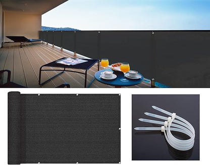 LOVE STORY 3'x12' Black Balcony Screen Privacy Fence Cover UV Protection (HDPE) Weather-Resistant 3 FT Height Shield for Deck, Patio, Backyard, Outdoor Pool, Porch, Railing