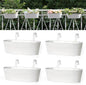 Dahey 4 Pcs Metal Iron Hanging Flower Pots for Railing Fence 15.7 Inch Hanging Bucket Pots Countryside Style Window Flower Plant Holder with Detachable Hooks for Garden Yard Home Decor, White