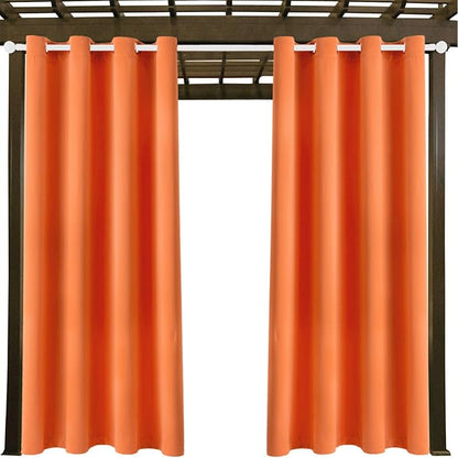 DIVA EN CAMINO DEC Outdoor Patio Curtain Waterproof Darkening Thermal Insulated Indoor Curtains for Bedroom, Porch, Living Room, Pergola, Cabana, W52 x L95, Orange, Set of 2 Panels