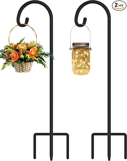 FEED GARDEN Adjustable 48 Inch Small Shepherd Hooks for Outdoor, Garden Hook for Lanterns, Shepard Hooks for Hanging Plants, Bird Feeders, Solar Lights, Mason Jars, Weddings Decor,2 Pack