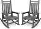 SERWALL Outdoor Rocking Chair Set of 2, HDPE Rocking Chairs for Adult, All Weather Porch Rockers for Lawn Garden, Grey