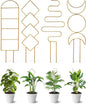 4 Pack Indoor Climbing Plant Trellis, Small Trellis for Potted Plants Outdoor, Metal Garden Trellis Plant Support Trellis with Different Patterns for Vine Ivy Flower (Golden)