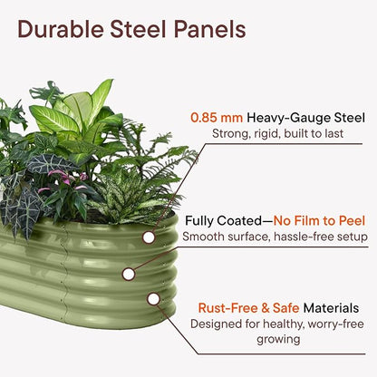 4-Pack Galvanized Raised Garden Bed 8x4x1.5 | 10x2x1.5 ft, 18" Tall Metal Planter Boxes Outdoor for Herb Vegetable, Modular Raised Flower Bed for Gardening with Zn-Al-Mg Coated - Moss Green