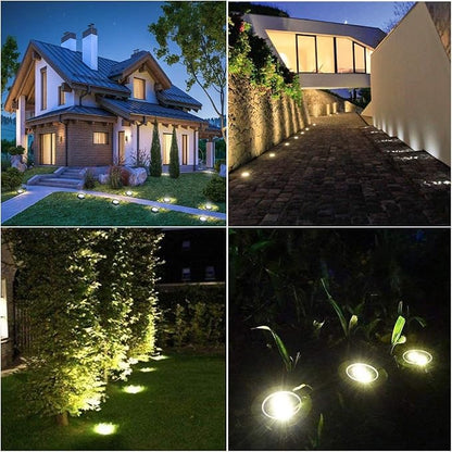 4.6 Inch Diameter Solar Ground Lights, Waterproof Solar Garden Lights, Outdoor Garden Waterproof Bright in-Ground Light, Landscape Lighting for Pathway,Yard,Lawn,Patio,Walkway (8 Pack White Light)