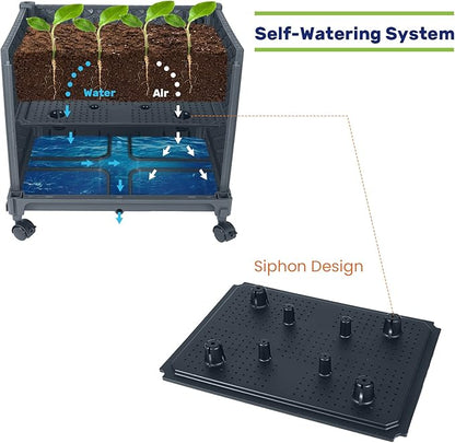 LINEX Raised Garden Bed Planter Box with Trellis, 67.6” Tomato Planters for Climbing Plants Vegetable Vine Flowers Outdoor Patio, Tomatoes Cage w/Self-Watering & Wheels