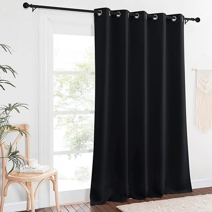 NICETOWN Blackout Curtain Panel 90" Long for Living Room - Light Reducing Thermal Insulated Solid Grommet Blackout Curtain Window Curtain Drape for Hall/Villa (1 Panel, W66 x L90, Black)