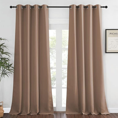 NICETOWN Grommet Blackout Curtain Panel - (Cappuccino Color) Thermal Insulated Room Darkening Drapes for Villa/Apartment/Rental Room, 52 inches Wide by 95 inches Long, 1 Piece