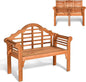 Giantex Outdoor Wood Bench, 4 Ft Foldable Eucalyptus Garden Bench, Two Person Loveseat Chair Solid with Curved Backrest and Armrest Ideal for Patio, Porch or Balcony (Teak)