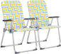 VINGLI Aluminum Patio Lawn Chairs Folding Set of 2 with Detachable Cup Holder, Webbed Beach Chair Folding Chair Outdoor Portable Camping Chair for Yard, Garden