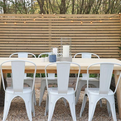 FDW | Set of 4 Metal Dining Chairs | Cream | Stackable Tolix Side Chairs with Backrest | Scratch-Resistant | Non-Slip Feet | Indoor/Outdoor Use | 330 lbs Capacity | Ideal for Kitchen & Restaurant
