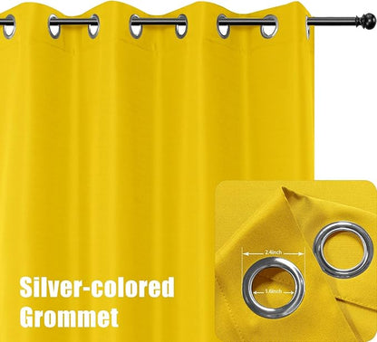 BONZER Waterproof Outdoor Curtains for Patio Porch Pergola Cabana Light Filtering Privacy Grommet Indoor Curtain Panels for Bedroom Living Room, 1 Panel, 54W x 120L inch, Yellow