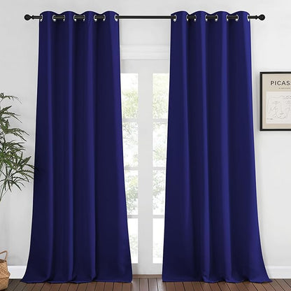 NICETOWN Blackout Window Curtain 90 inch Length - Room Darkening Thermal Insulated Grommet Large Window Treatment Light Blocking for Bedroom/Doorway (Navy Blue, 1 Panel, W52 x L90)